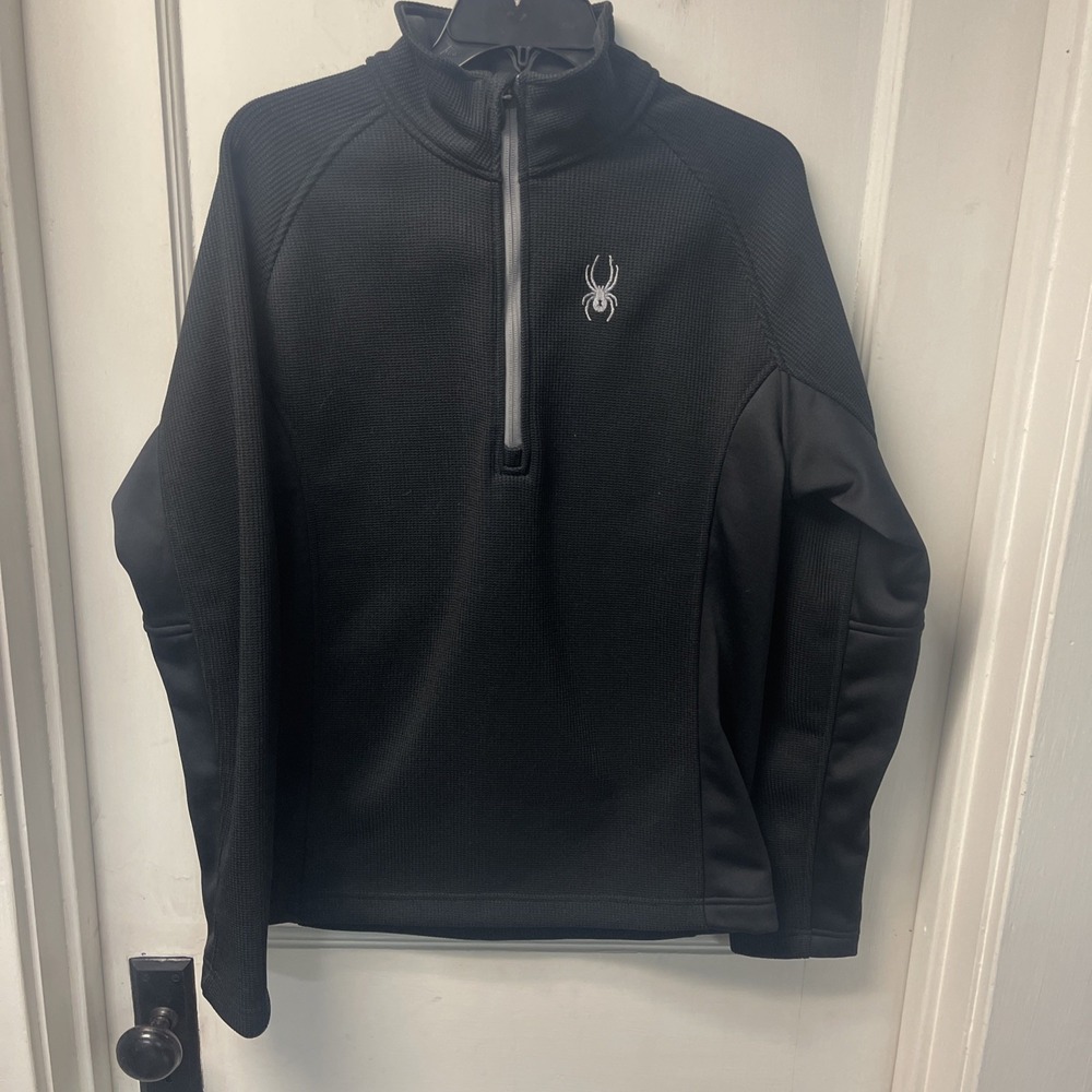 Spider black polyester half zip men's sweater-shirts M